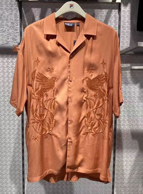 FILA斐乐2025年夏新款男半休闲运动宽松梭织短袖衬衫F11M528401F