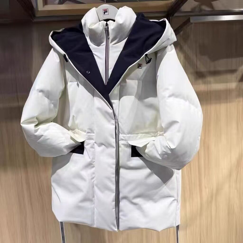 宽松时尚中长款连帽保暖羽绒服