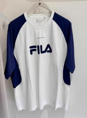 FILA斐乐2025年春新款男装运动圆领简约针织短袖T恤衫F11M519101F