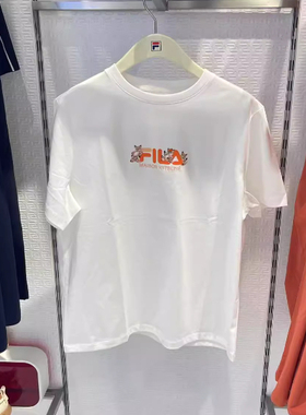 FILA斐乐2025夏新款女装休闲运动圆领针织短袖T恤衫F11W529102F