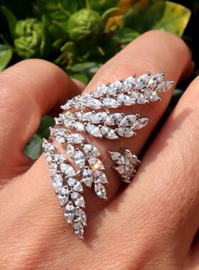 欧美风新款高档橄榄枝多层戒指