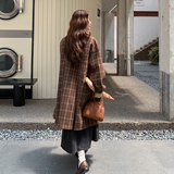 现货2025冬季新款128-25101-P225-K338森系咖色格子毛呢大衣，女装毛呢外套，浙宝128（原290）
