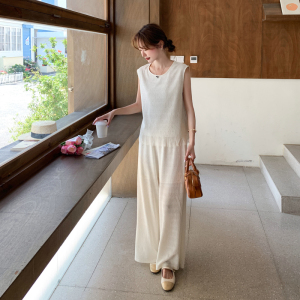 2025夏季新款设计感小众通勤套装女无袖背心上衣显瘦阔腿裤两件套图片