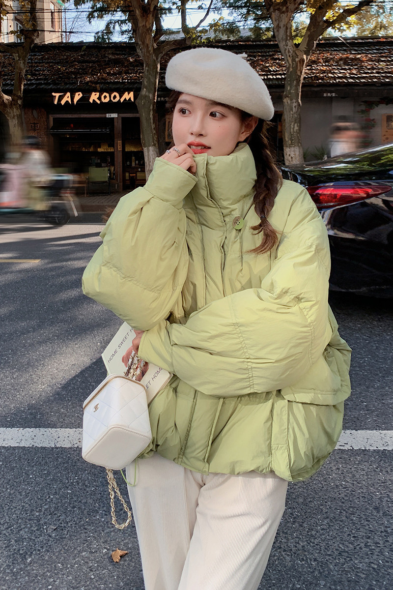 绿色流苏披肩羽绒服女2025冬季新款韩版小个子加厚保暖白鸭绒外套,女装羽绒服,浙宝128（原290）