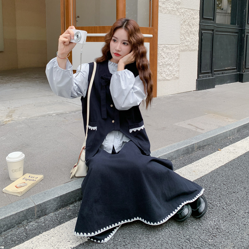 现货2025秋季新款128-2593-P195-K288设计感衬衫马甲半裙三件套,女装套装/套裙,浙宝128（原290）