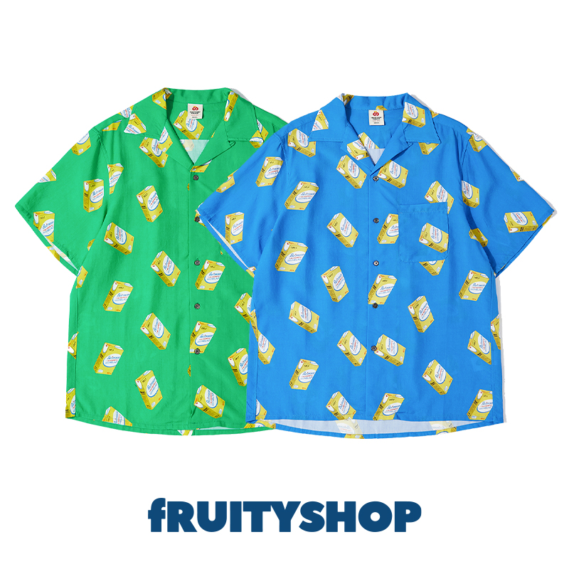 fRUITYSHOP夏威夷天丝亮色衬衫