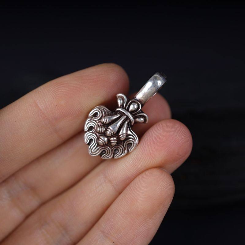 藏传手工纯银摩尼宝大尺寸精品卡子佛手串文玩饰品配饰配件侧挂