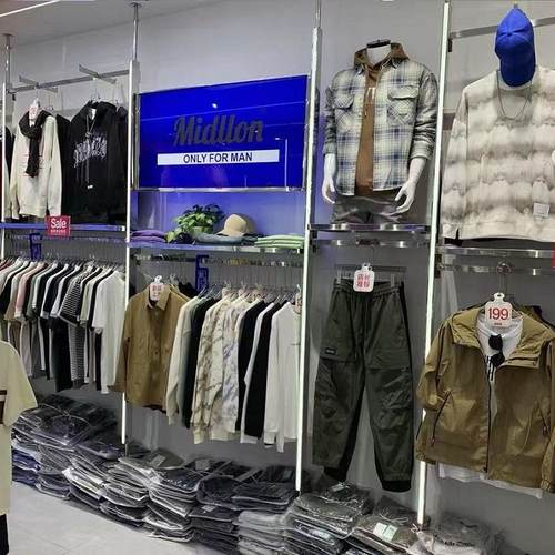 服装店展示架上墙组合架不锈钢灯