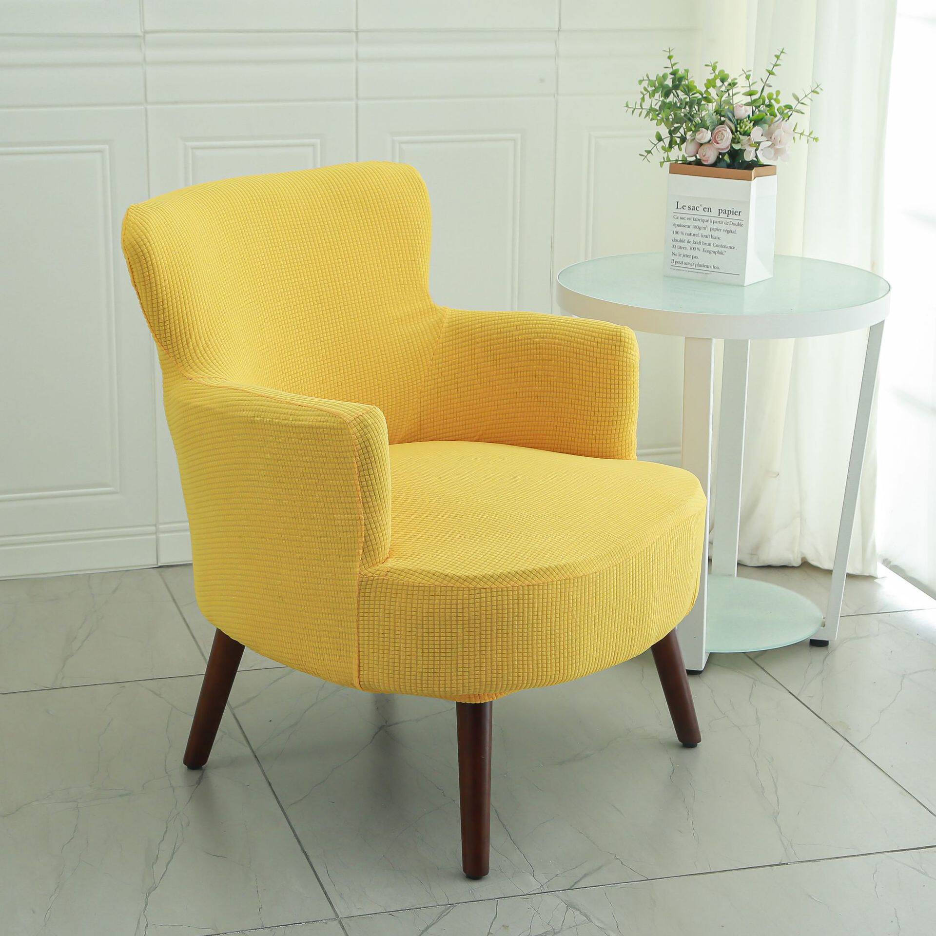 弹力单人沙发套罩全包家用复古半圆椅套懒人卧室单人椅防滑沙发罩