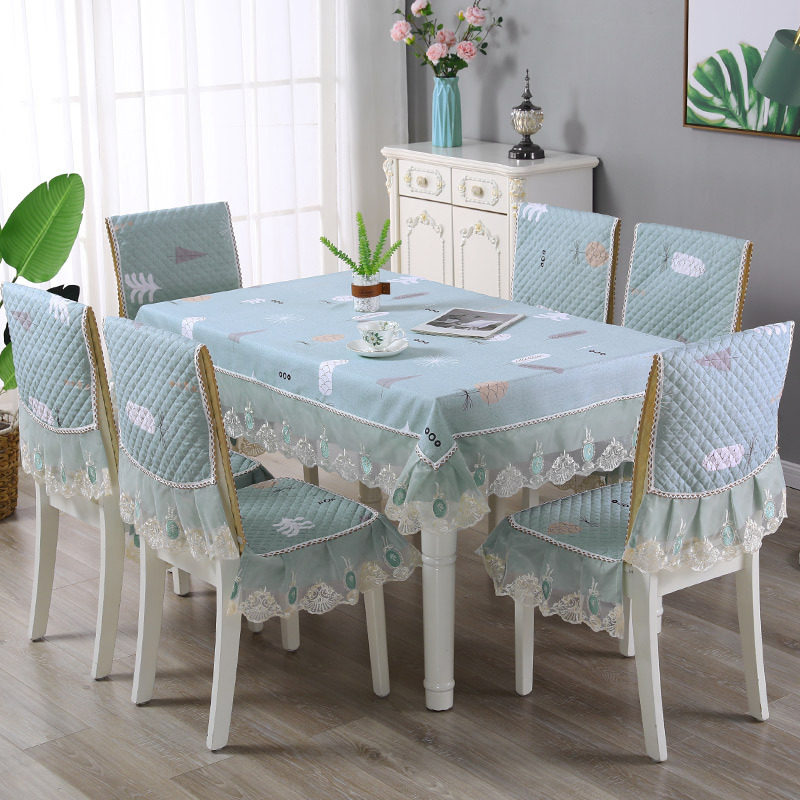 桌布布艺餐桌椅子套罩凳子长方形餐桌布椅套椅垫套装现代简约家用