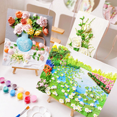 香薰石膏玫瑰花荷花大号浮雕画手工diy创意涂鸦彩绘公司活动团建