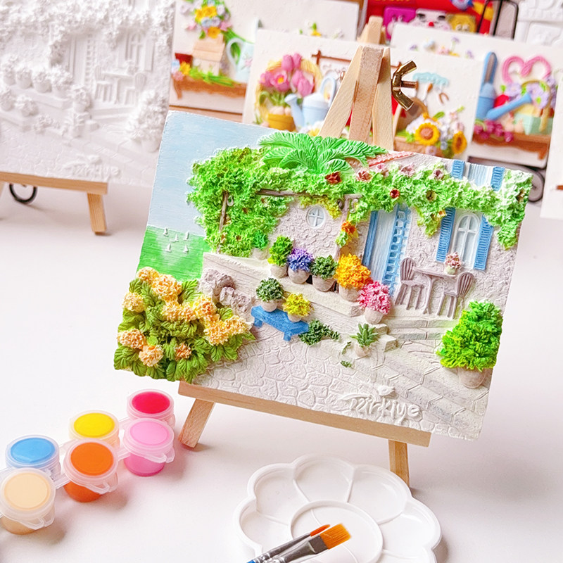 石膏白胚DIY彩绘3D浮雕画