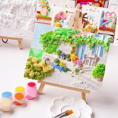石膏白胚DIY彩绘3D浮雕画