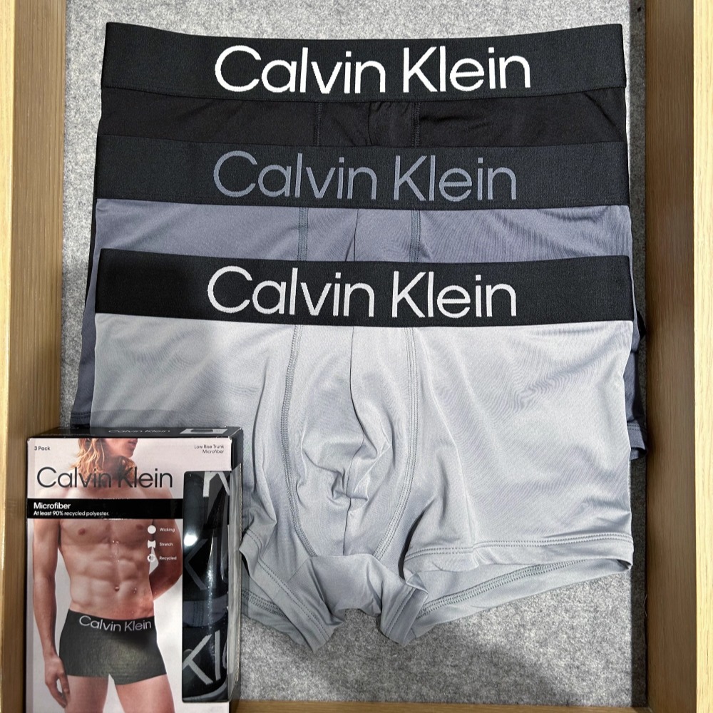CK男士平角裤三条装爽滑速干弹力