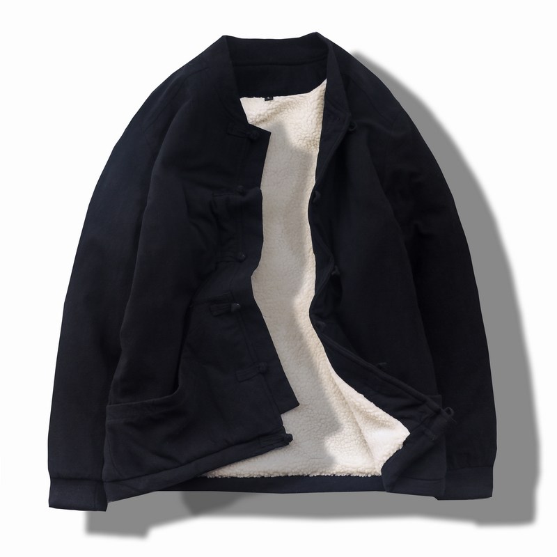 WINTER CHINESE STYLE RETRO BUCKLE JACKET LAMB WOOL COTTON CLOTHES CHINESE PLUS SIZE TANG CLOTHES THICKENED COTTON CLOTHES MODIFIED JACKETS