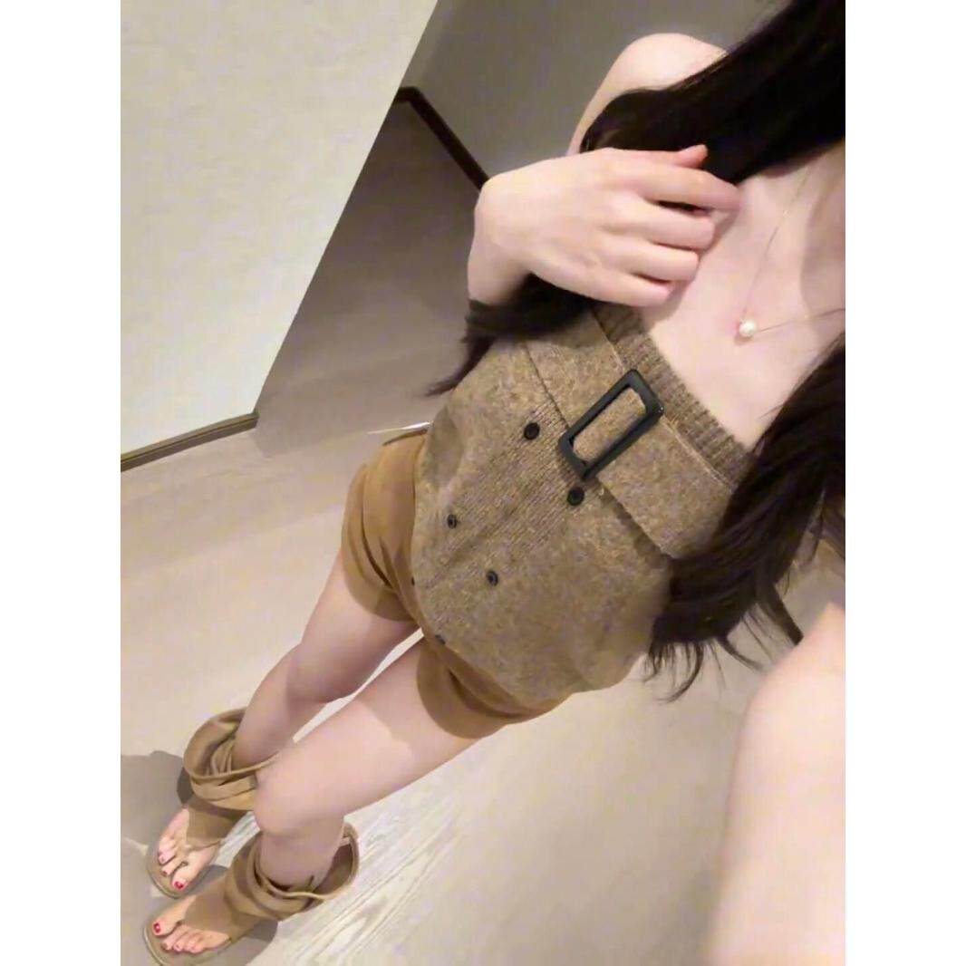 【北极绒洗水】抹胸背心女早秋新款褶皱小众时尚性感纯欲风上衣