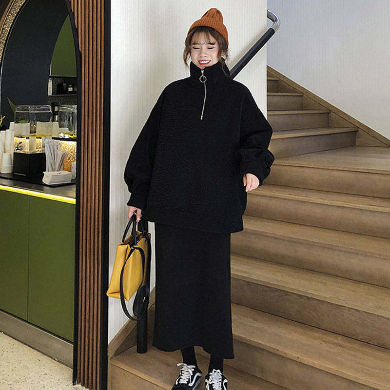 冬款韩版宽松慵懒风羊羔毛外套潮仿羊羔绒ins百搭套头卫衣女
