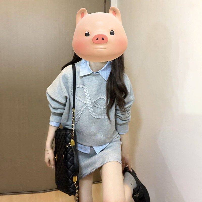 学院风穿搭一整套装连衣裙子秋季2026秋冬新款女装高级感卫衣短裙