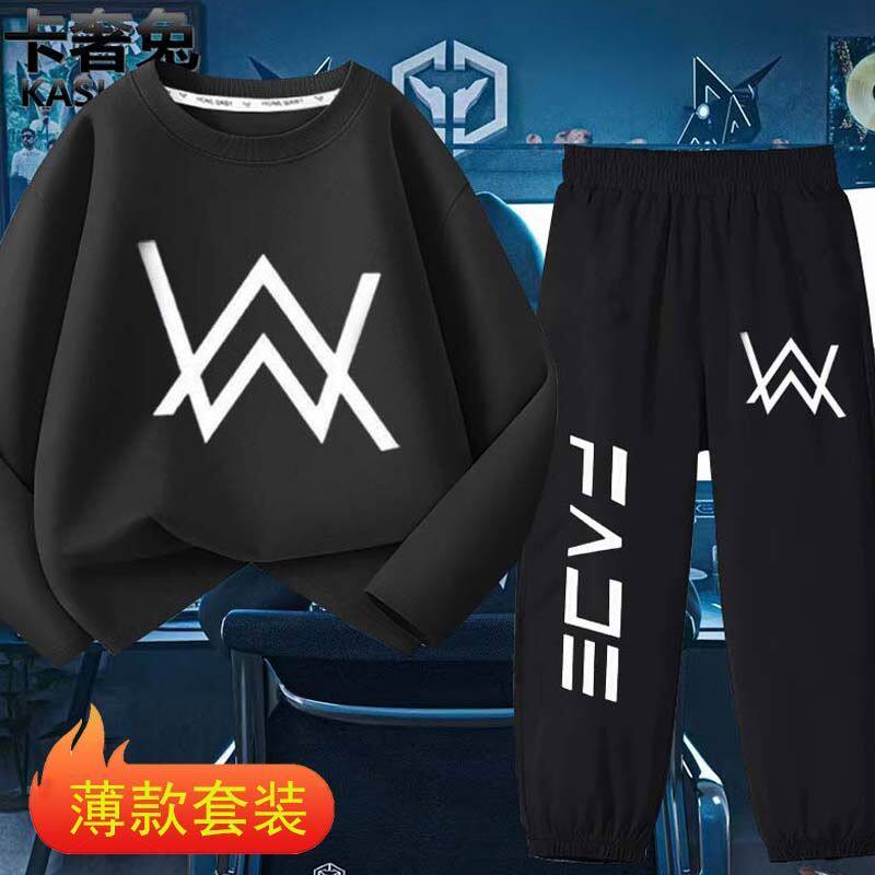 嘉豪同款艾伦沃克纯棉套装学生少年长袖长裤strong哥cos套装口罩