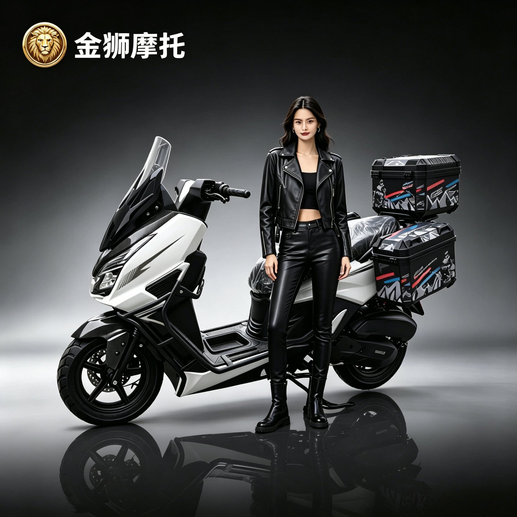 可上牌平踏摩托车带护杠射灯三箱图片