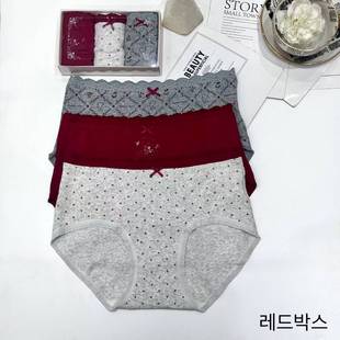 Flora 蝴蝶结图案 女士均码 红色 3条一组 韩国东大门代购 内裤