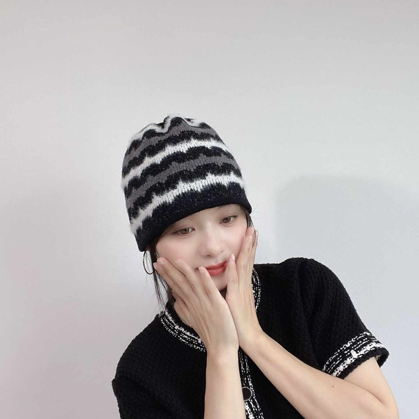 毛线帽 秋新款 冷帽 女帽子条纹 针织LovelyHat东大门代购百搭 8