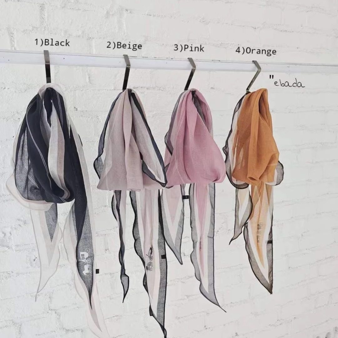 菱形围巾ebada 东大门代购百搭文艺 时尚拼色条纹款110*38cm