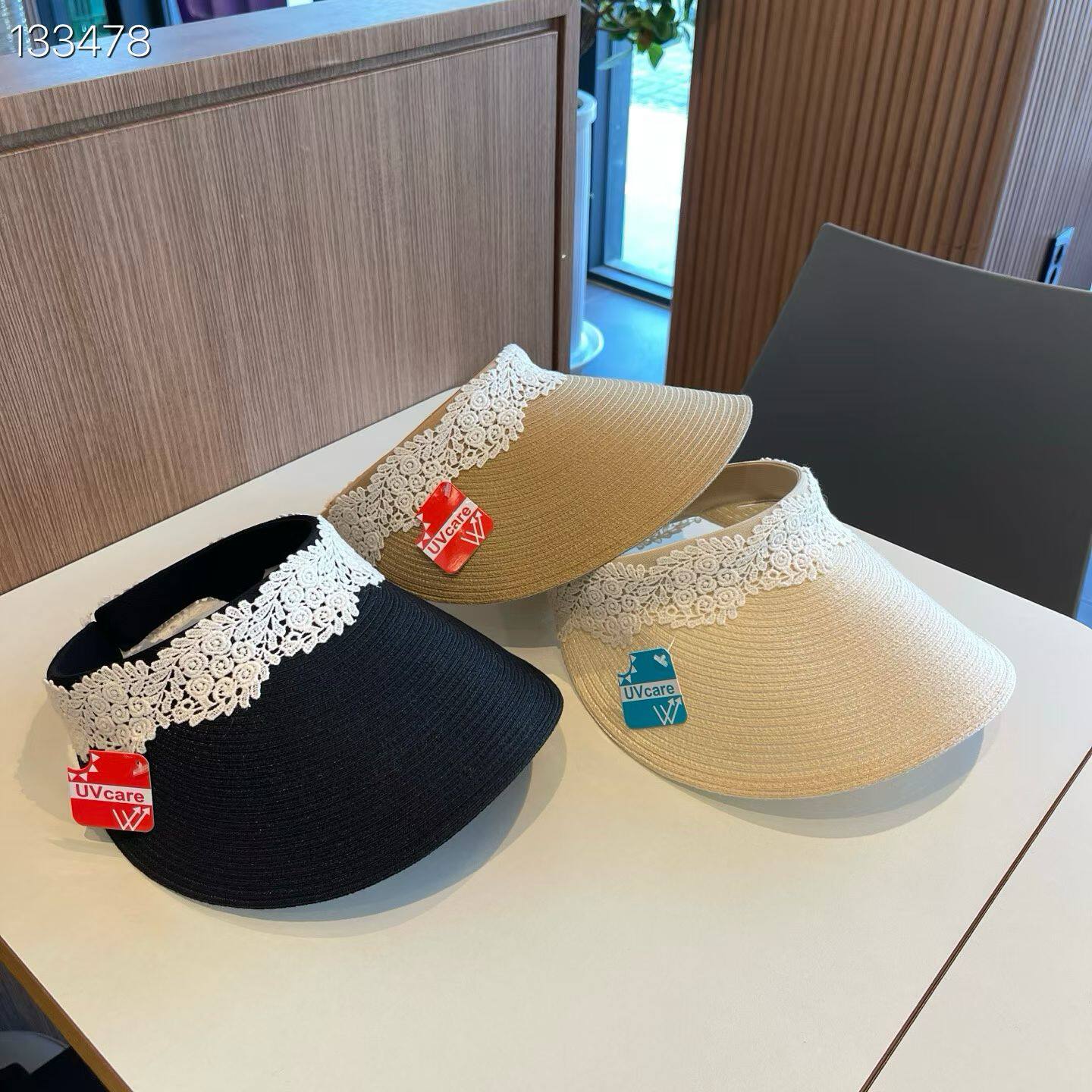 草帽 帽子 LovelyHat东大门代购 镂空编织纹路 蕾丝边女帽5