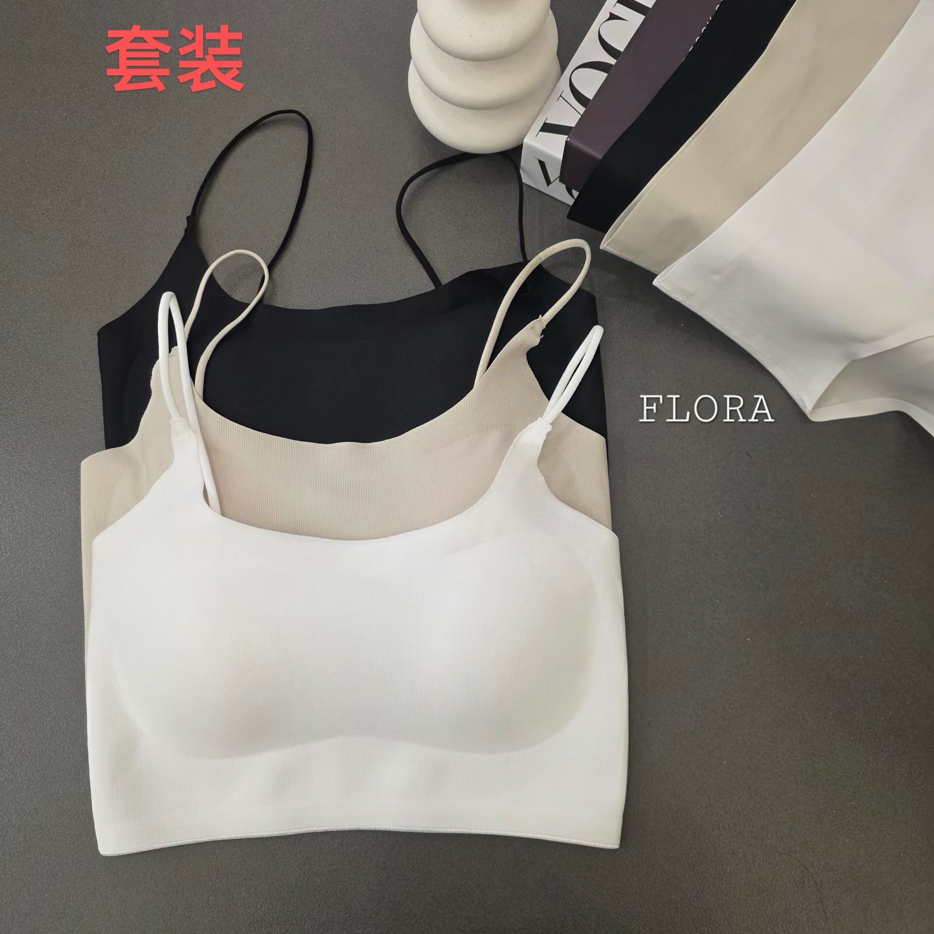 内衣 文胸内裤套装 女士 Flora纯色韩国东大门代购 吊带10