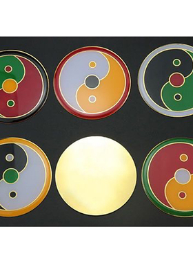 65MM潘师黄铜版烤漆镀金烤漆万字贴件八卦图贴太极黑白太极