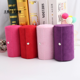 物品归置盒包装盒饰品收纳戒指耳钉项链珠宝盒圆筒三层绒布首饰盒