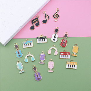 音符话筒耳机麦克风琴键盘吉他 合金吊坠耳环发饰挂件diy饰品配件