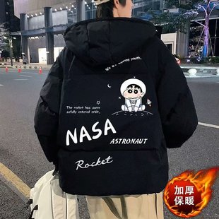 2026新款羽绒棉衣潮牌bf卡通蜡笔小新棉服学生百搭宽松大码面包服