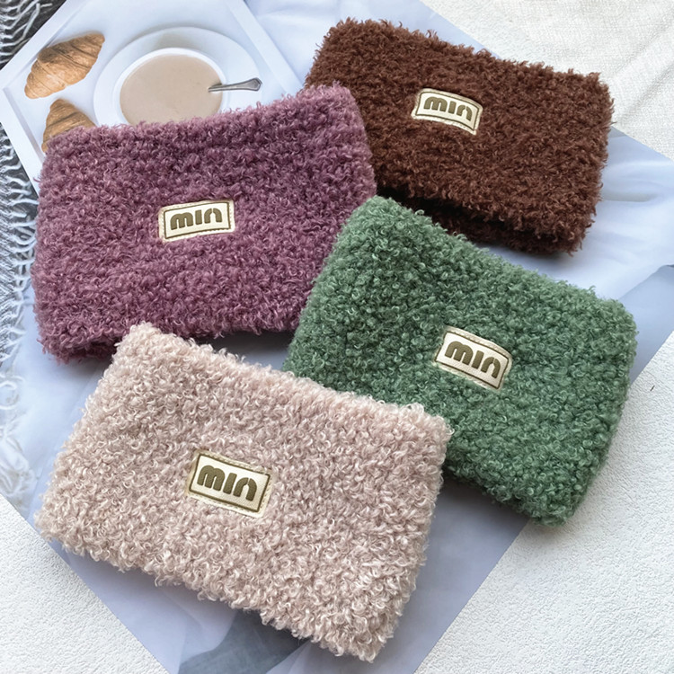 泰迪绒宽边针织发带秋冬女日常穿搭时尚运动束发头箍护耳保暖头套