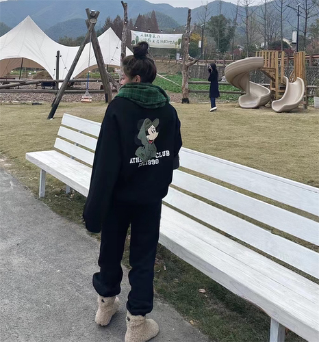 宽松加绒卫衣套装哈伦休闲运动裤