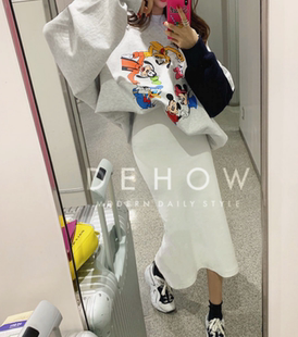 韩国东大门ins网红唐老鸭加绒卫衣女 圆领套头上衣潮 2023秋季 新款