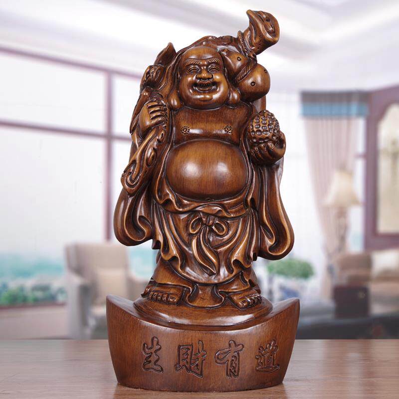 弥勒佛摆件实木雕塑聚财客厅招财风水家居装饰笑佛大肚佛开业礼品