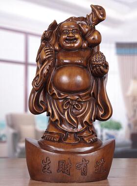 弥勒佛摆件实木雕塑聚财客厅招财风水家居装饰笑佛大肚佛开业礼品
