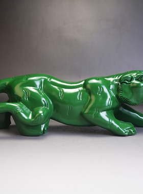 招财镇宅绿色老虎摆件木雕生肖黑檀木虎实木红木饰品生日礼物