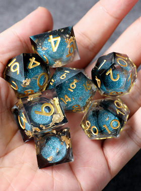 树脂流沙可动蓝烟跑团骰子20面COC桌游dnd克苏鲁龙与地下城色子