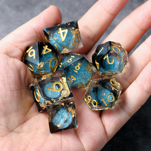 树脂流沙可动蓝烟跑团骰子20面COC桌游dnd克苏鲁龙与地下城色子