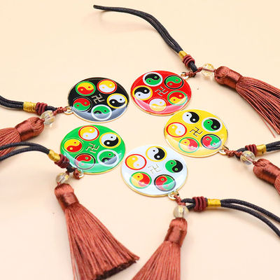 3.7CM单面五行八卦万字福太极图钥匙扣挂件汽车配饰潘氏八卦牌