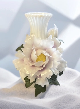 手捏花朵陶瓷花瓶手工捏花传统工艺陶瓷花瓶家居摆件桌面装饰摆件