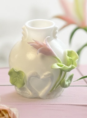 德化小清新陶瓷手捏荷花艺术摆件创意家居插花装饰品陶瓷花迷你