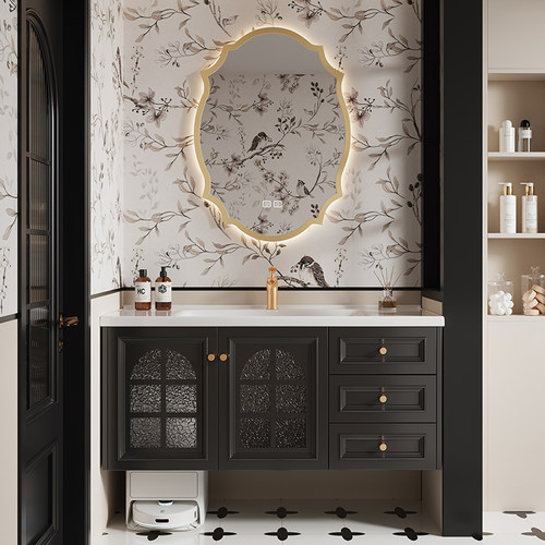 法式橡木烤漆浴室柜组合洗脸盆柜