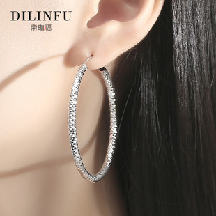 满天星耳环女纯银耳环2026新款潮大圈圈耳圈欧美高级感百搭耳饰品