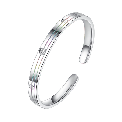 9999足银七彩拉丝银镯子女