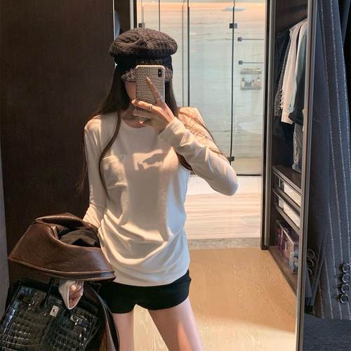 早安樊樊 松弛感软糯显瘦实穿长袖/短袖T恤女秋季基础款内搭上衣