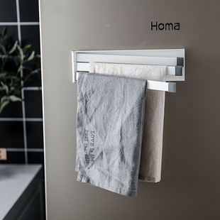 创意日式 旋转毛巾架磁吸毛巾挂杆三杆厨房抹布架缝隙角落毛巾架