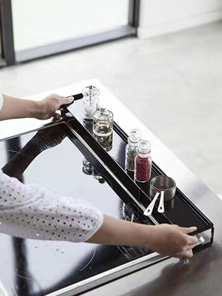 日本台面燃气灶具油溅污染油渍掉落排气风口伸缩遮挡置物收纳架